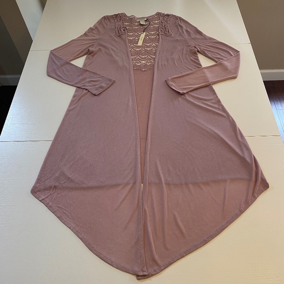 Vertigo Paris Crochet Long Sleeve Hi Low Open Cardigan NWT. Size L - Picture 6 of 12